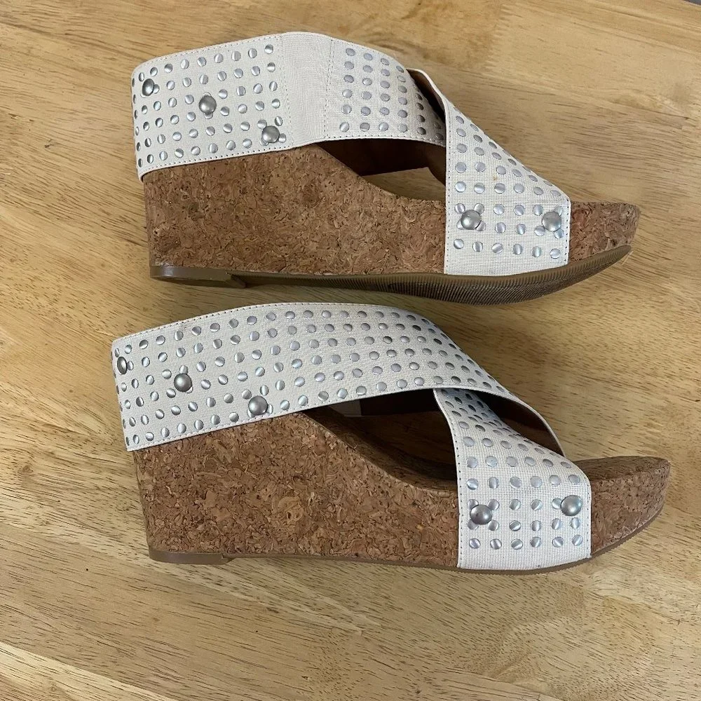 Lucky Brand White Miller Platform Cork Wedges
